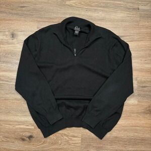 black knit jos. a. bank cropped fit quarter zip sweater